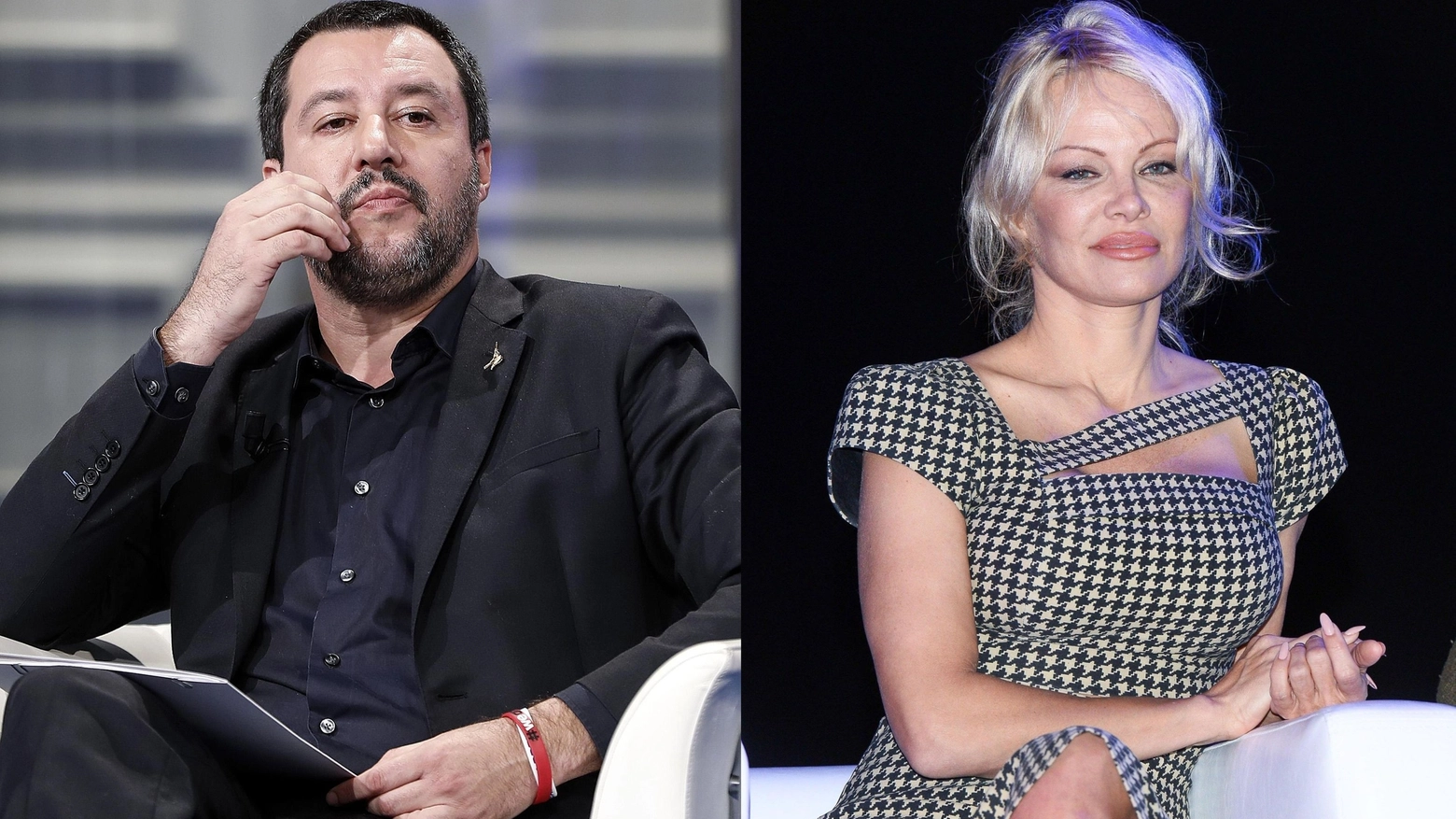 Matteo Salvini e Pamela Anderson (Ansa)