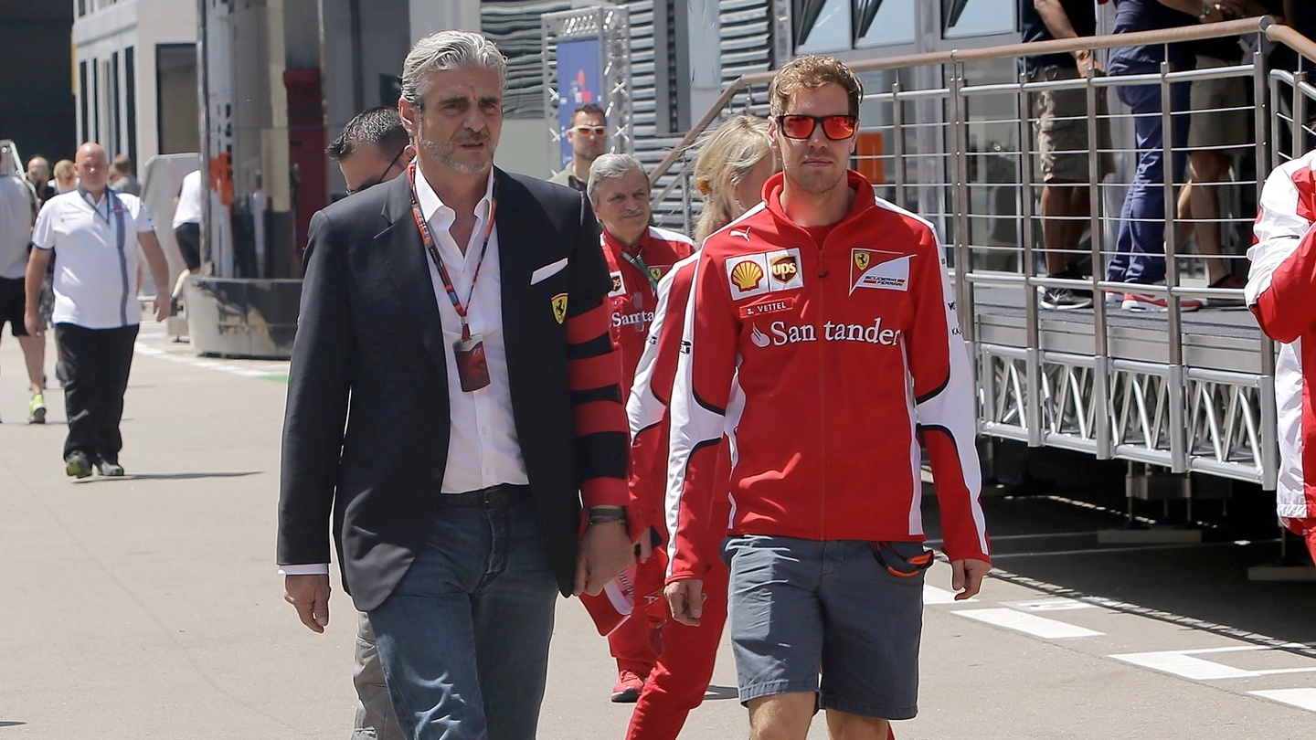 Maurizio Arrivabene con Sebastian Vettel (Lapresse)