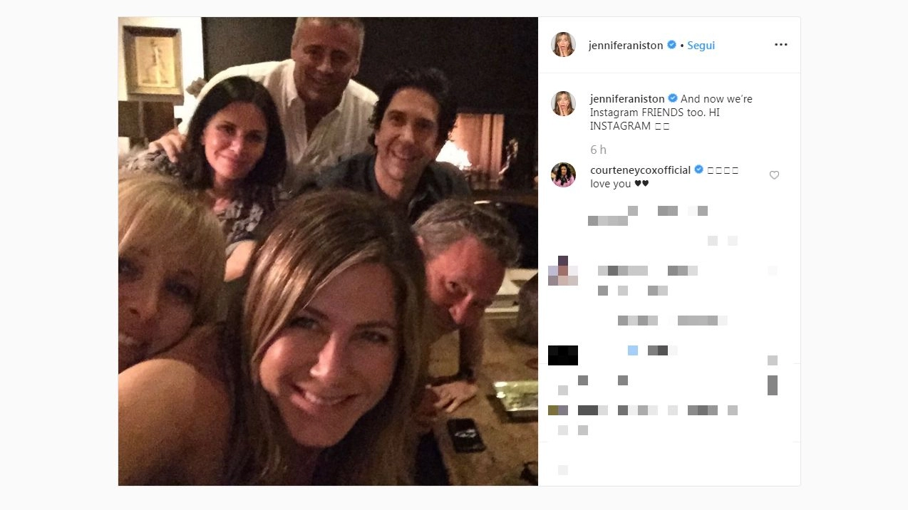 Il primo post su Instagram di Jennifer Aniston