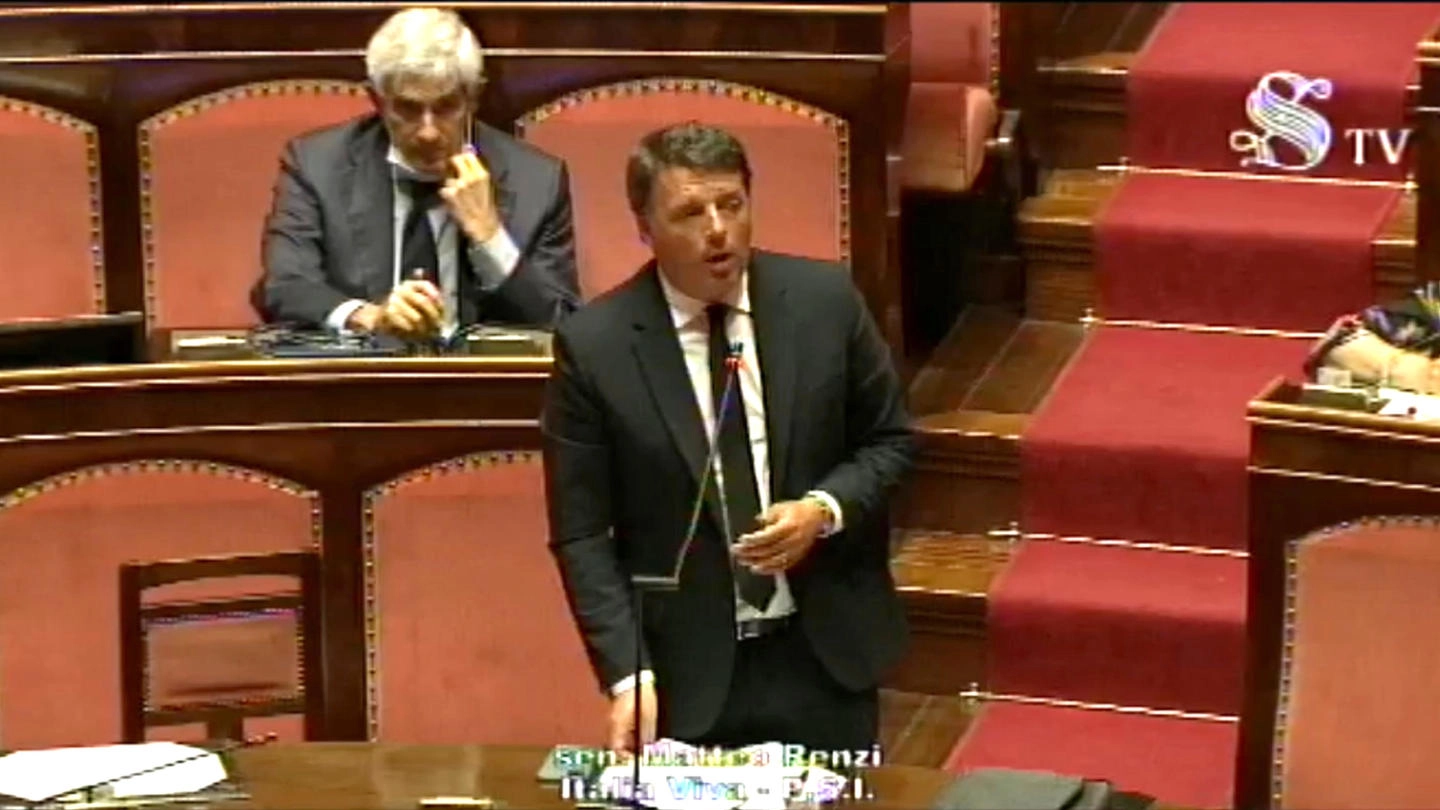 L'intervento di Matteo Renzi in Senato (Ansa)