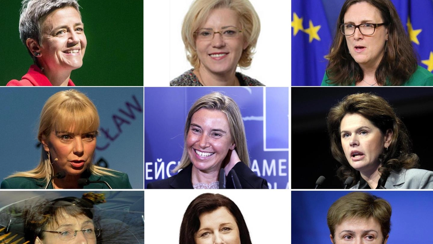 Le nove donne dell'esecutivo Juncker (Ansa)