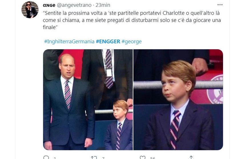 Un meme del principe George allo stadio (Twitter)