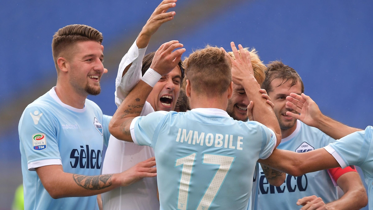 La Lazio festeggia dopo una rete segnata