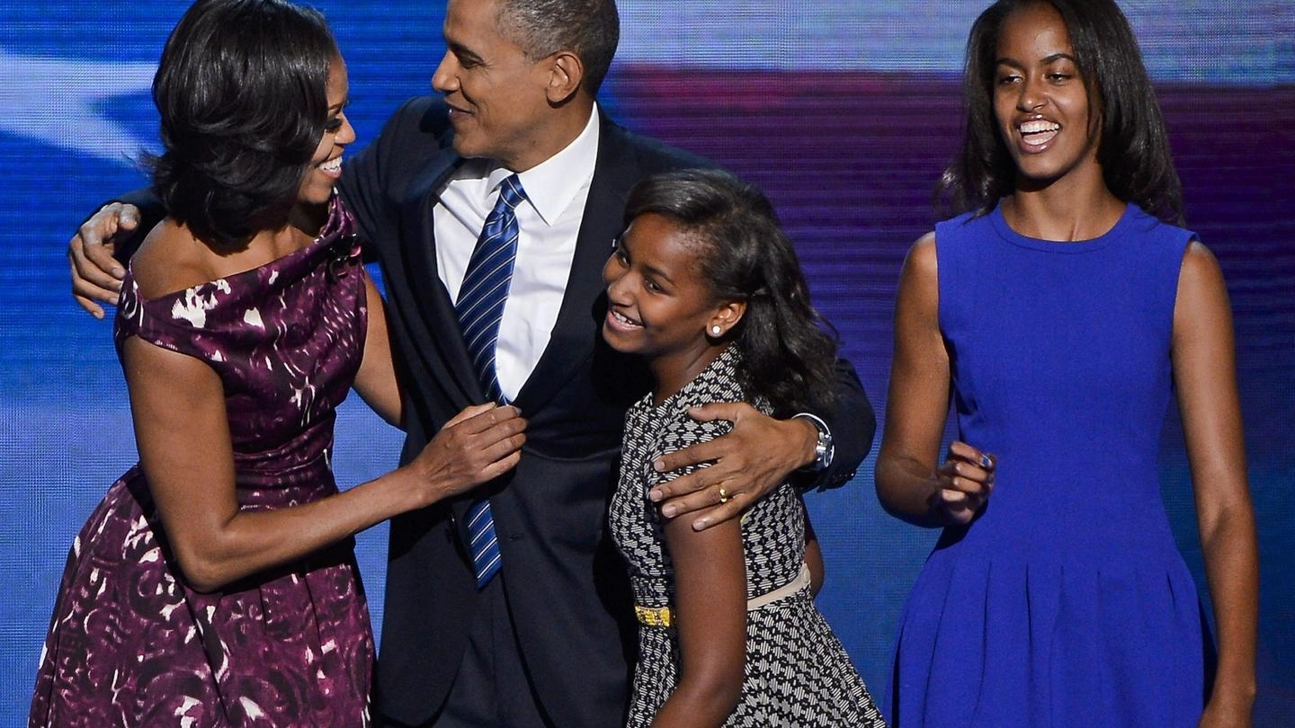 La famiglia Obama: Michelle, Barack, Sasha e Malia (Ansa)