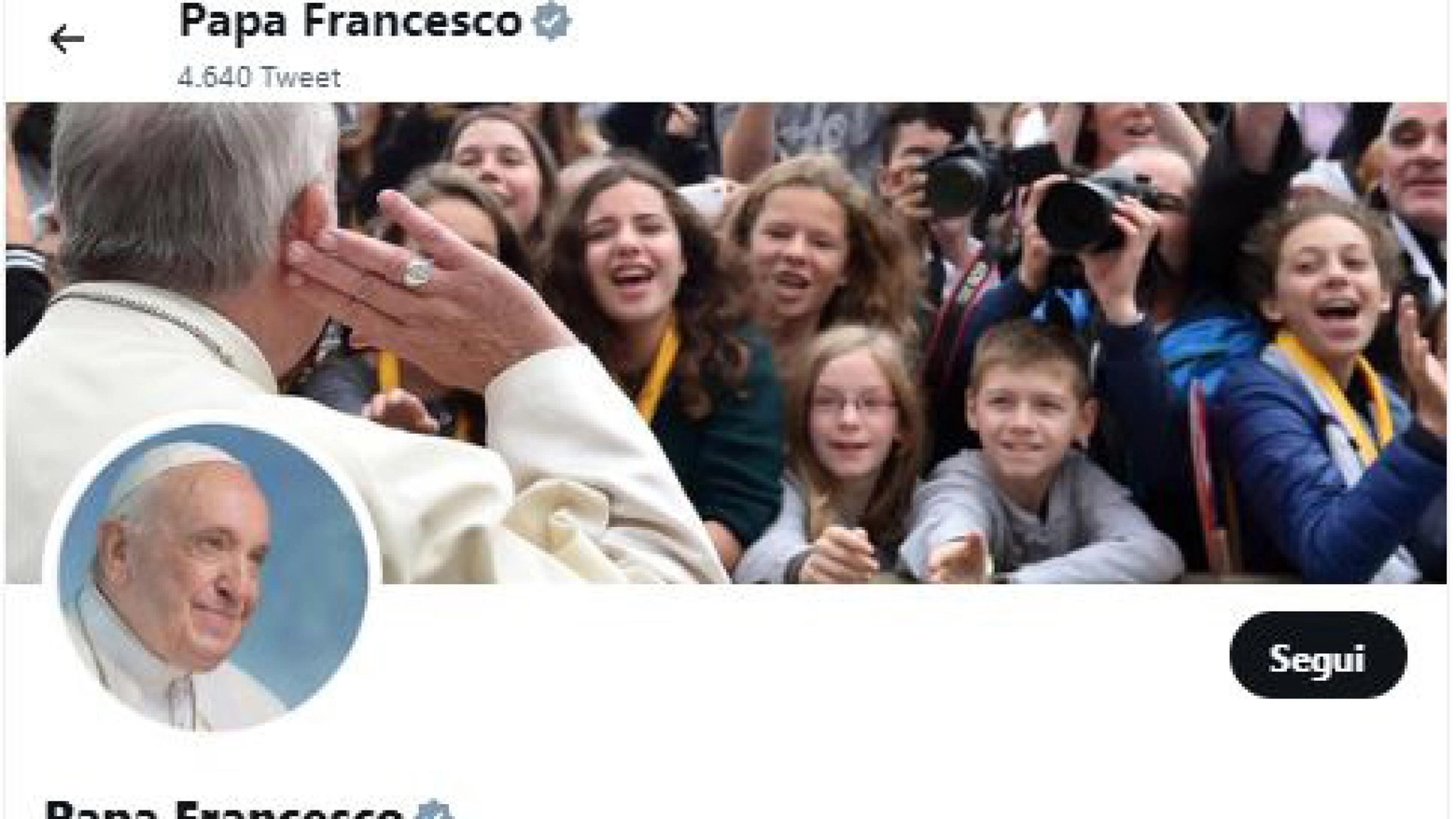 L'account del Papa su Twitter ha perso la spunta blu