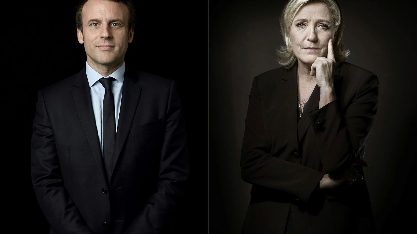 Elezioni Francia, Emmanuel Macron e Marine Le Pen (foto Afp)