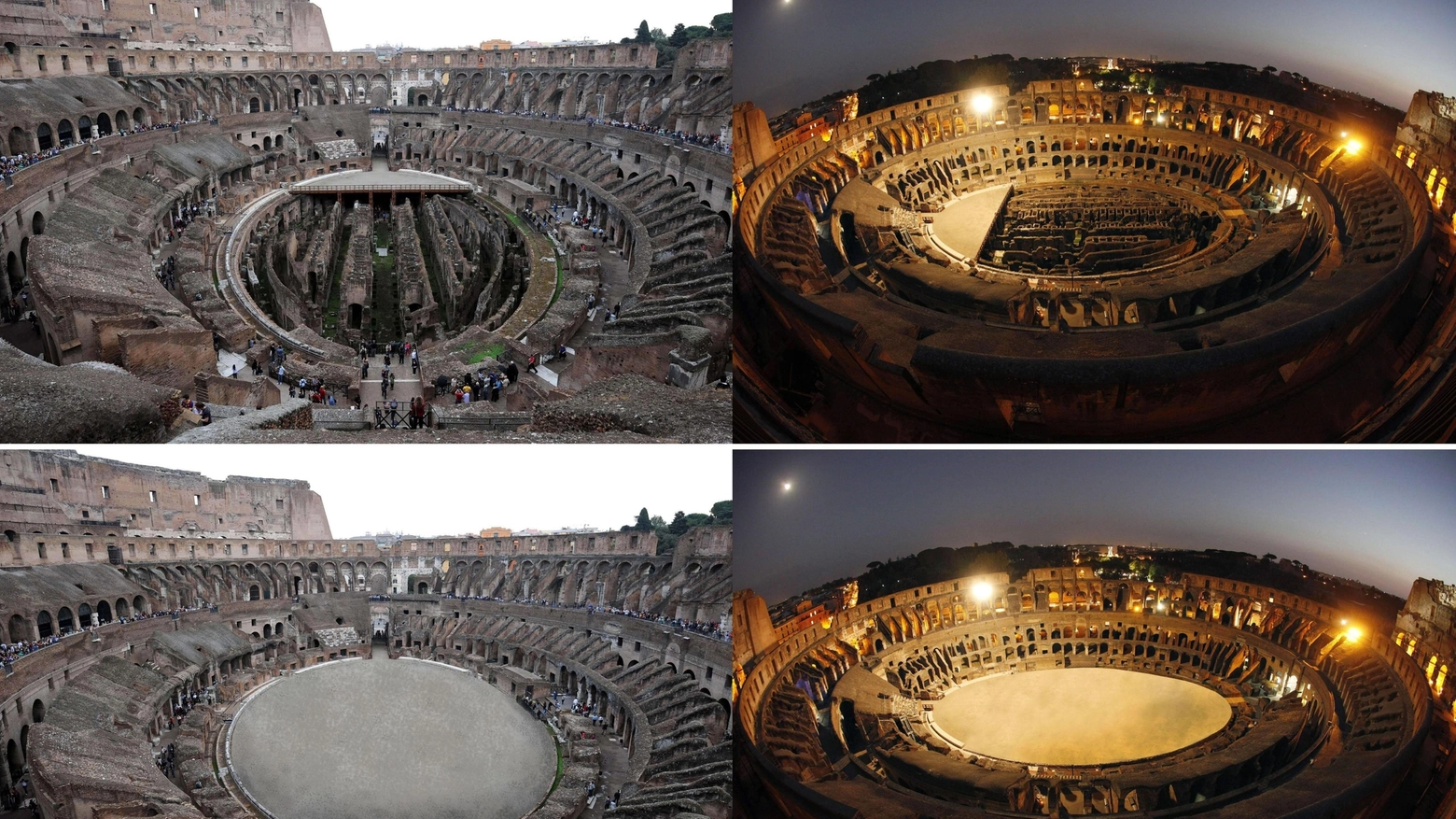 Il Colosseo scattata ora e una elaborazione grafica con l'arena (combo)