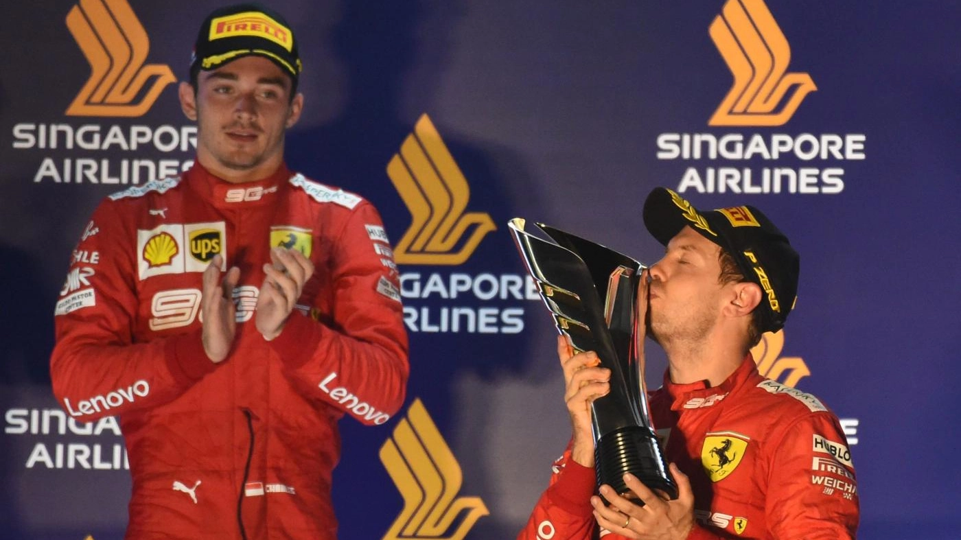 Sebastian Vettel e Charles Leclerc sul podio di Singapore