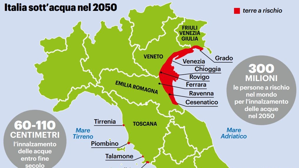 Grafico: Italia sott'acqua nel 2050