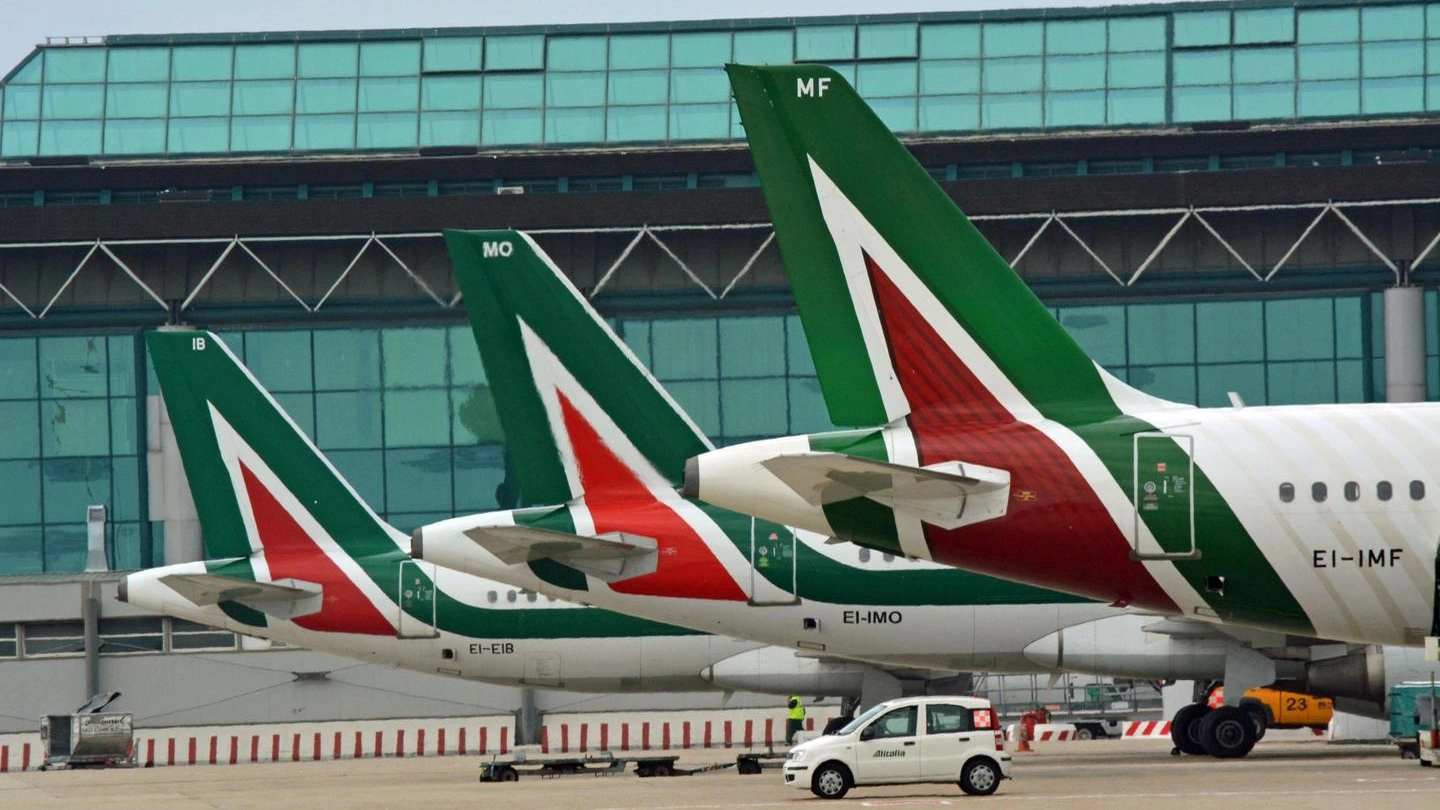 Alcuni aerei della compagnia Alitalia (Ansa)