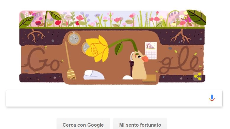 Il topino di Google che festeggia l'equinozio di primavera