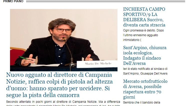 Agguato a Mario De Michele: lo screenshot di Campanianotizie.com