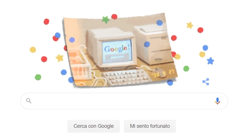 Il doodle di Google per i suoi 21 anni