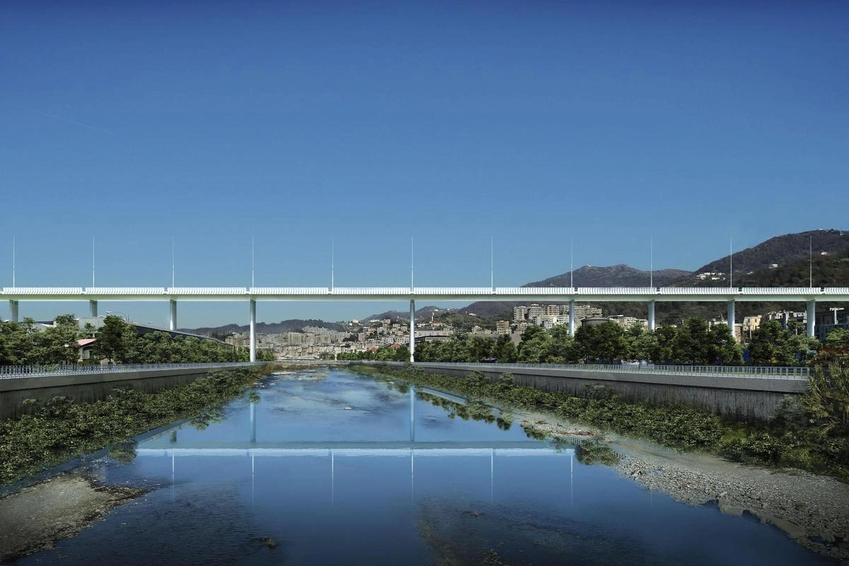 Il progetto di Renzo Piano per il nuovo ponte di Genova (Ansa)