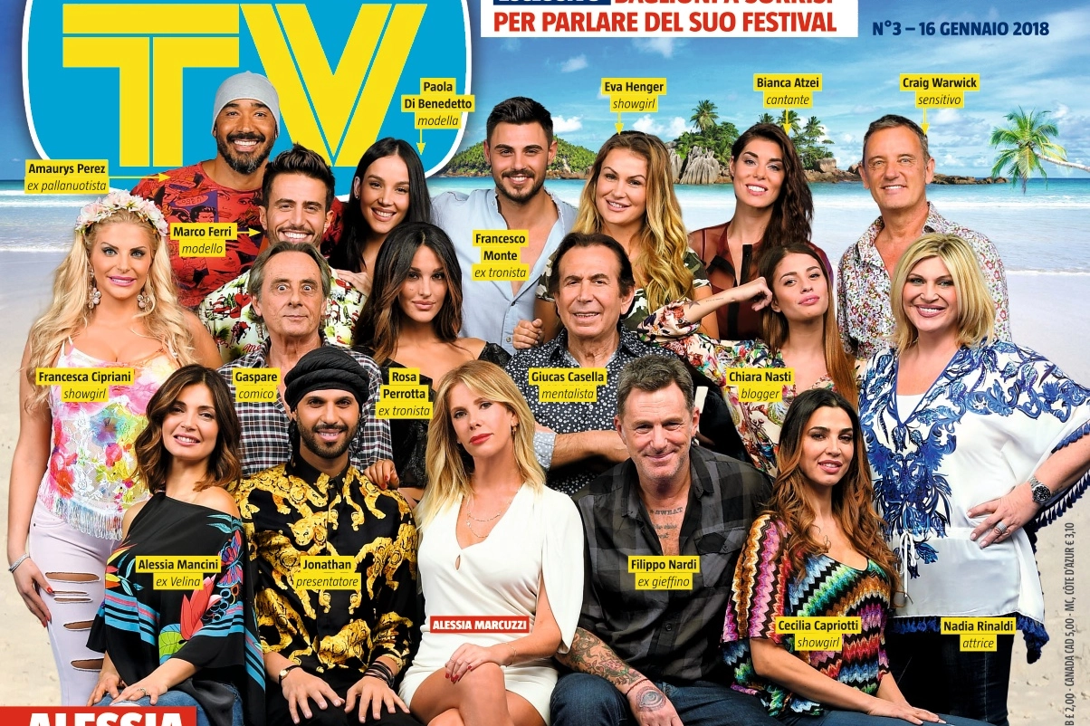 La copertina di Tv Sorrisi e Canzoni con il cast de 'L'isola dei famosi 2018'