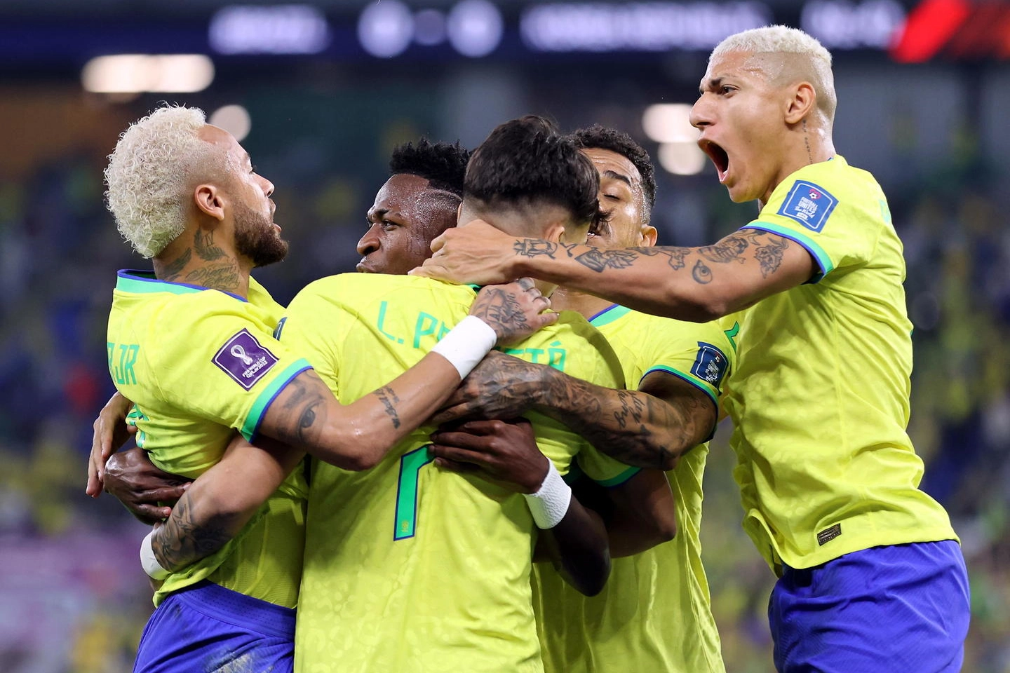 La gioia del Brasile dopo il gol di Vinicius Junior (AnsA)
