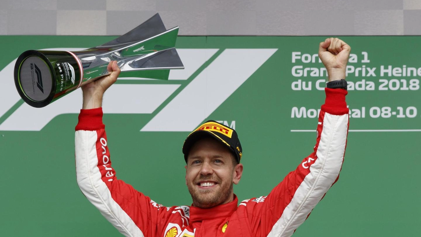 F1, Gp Canada, Sebastian Vettel sul podio (Ansa)