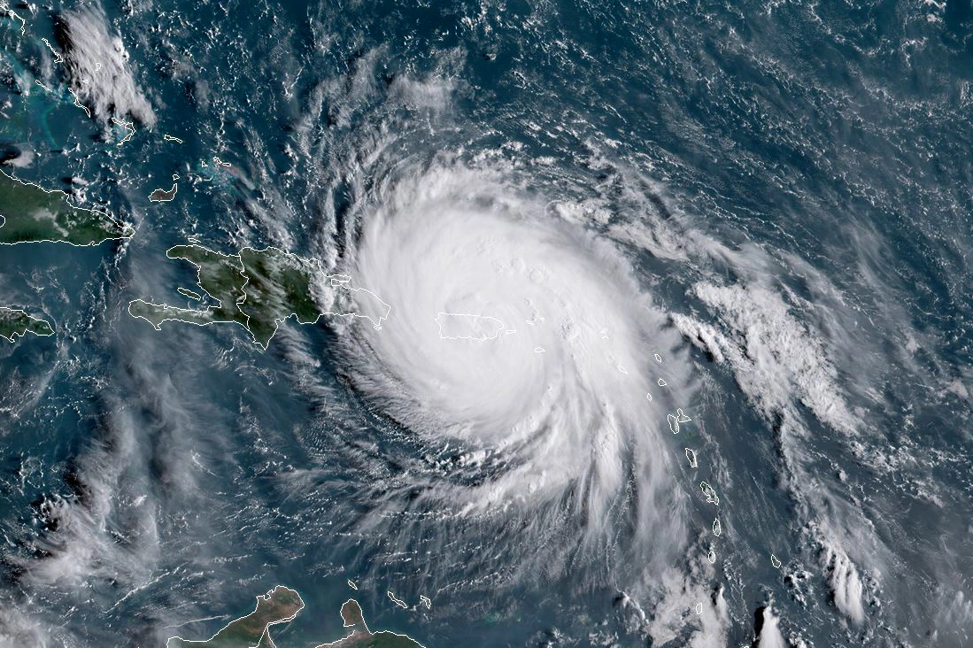 L'uragano Maria visto dal satellite (foto Afp)