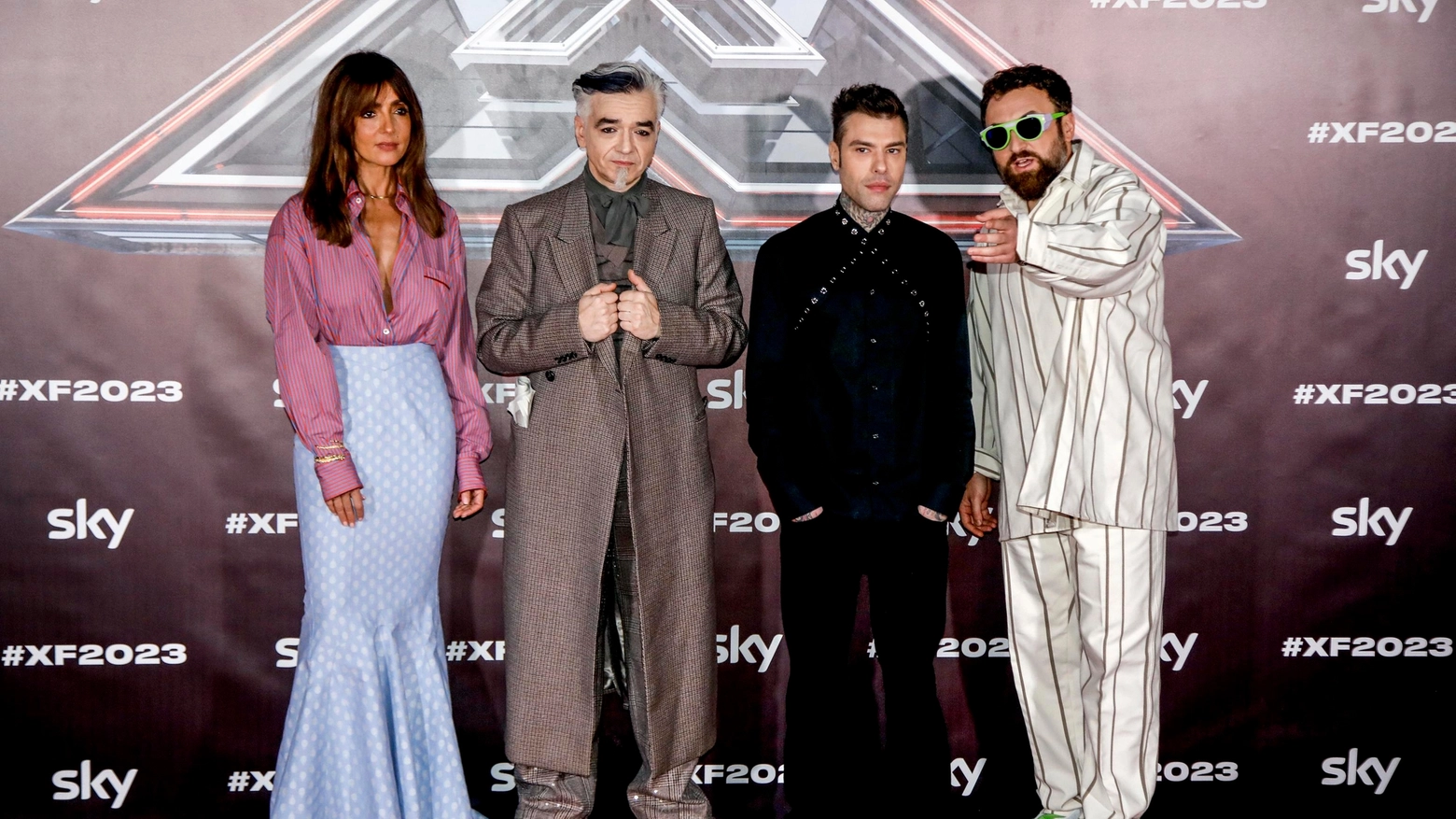 Ambra Angiolini, Morgan, Fedez e Dargen D'amico. I giudici di X Factor 2023 prima dell'allontanamento di Castoldi (Ansa)