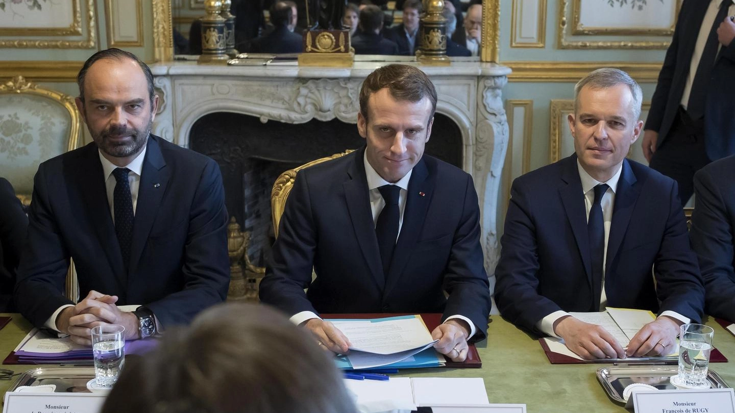  Emmanuel Macron, Edouard Philippe e Francois de Rugy (Ansa)