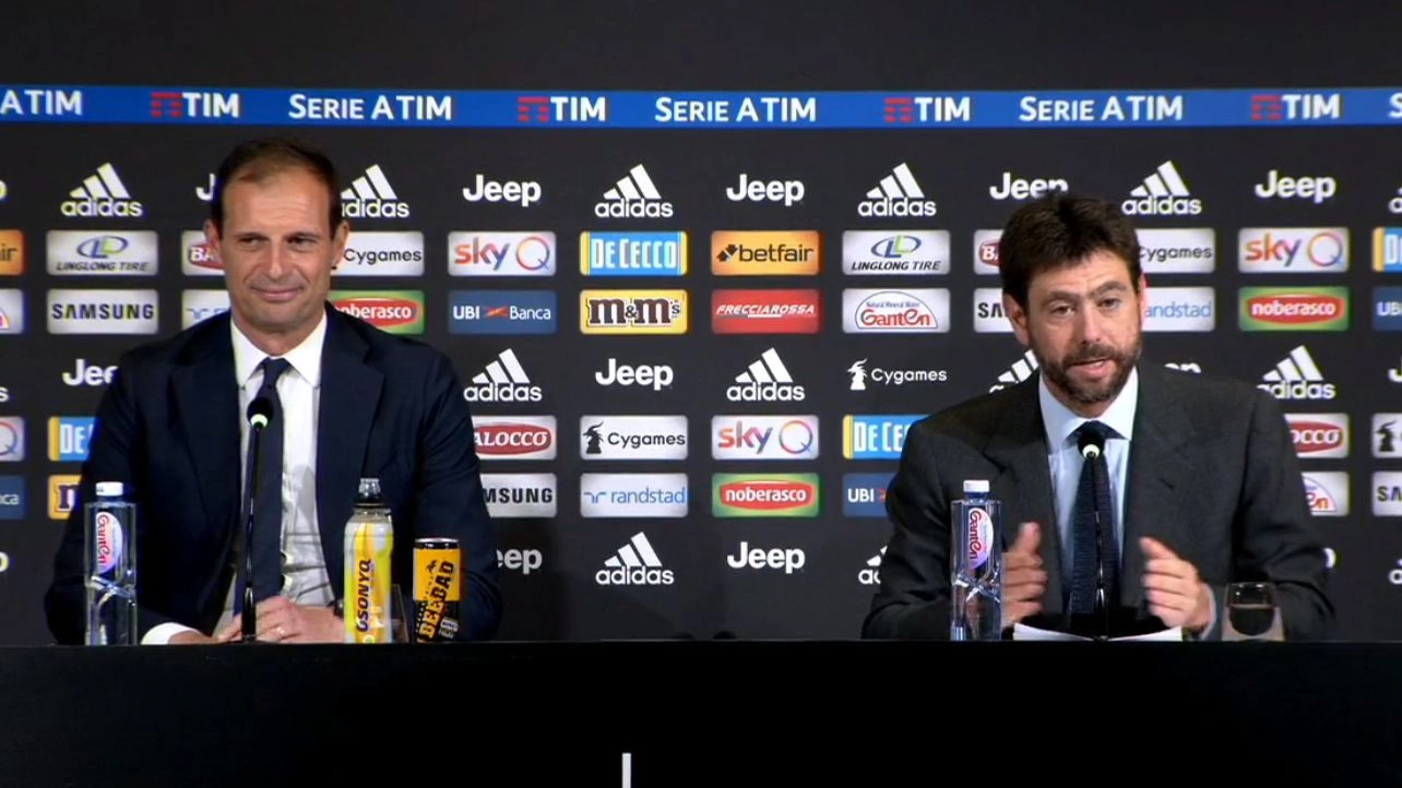 Juventus, la conferenza stampa con Andrea Agnelli e Massimiliano Allegri (facebook)