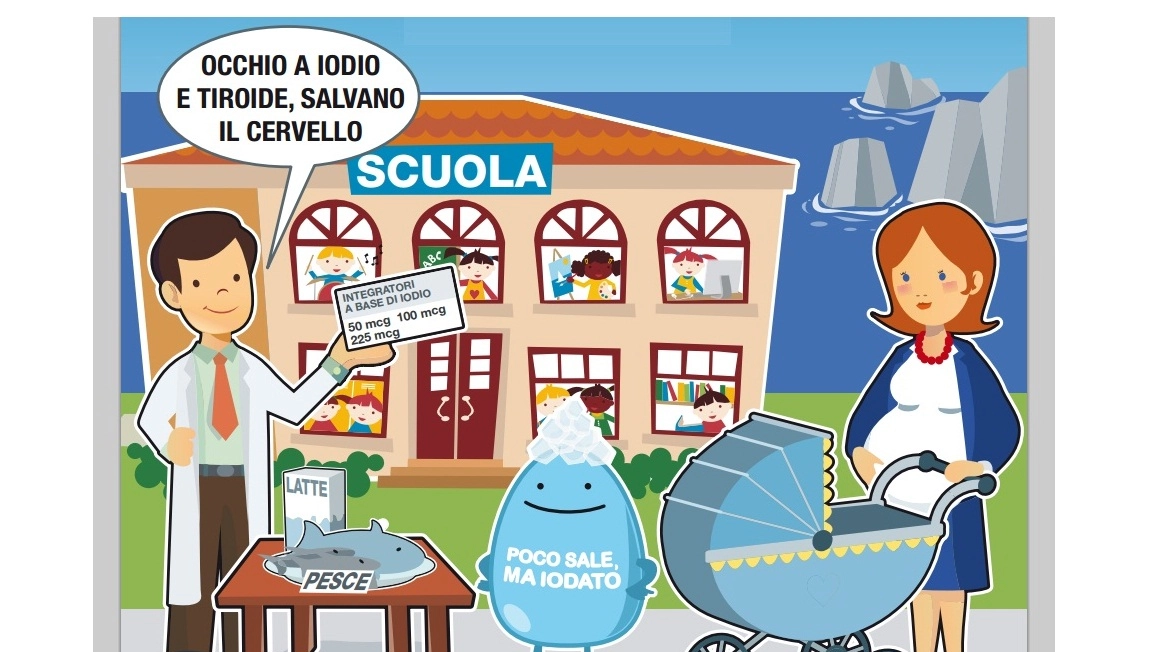 La vignetta che accompagna il progetto italiano contro la carenza di iodio in pediatria
