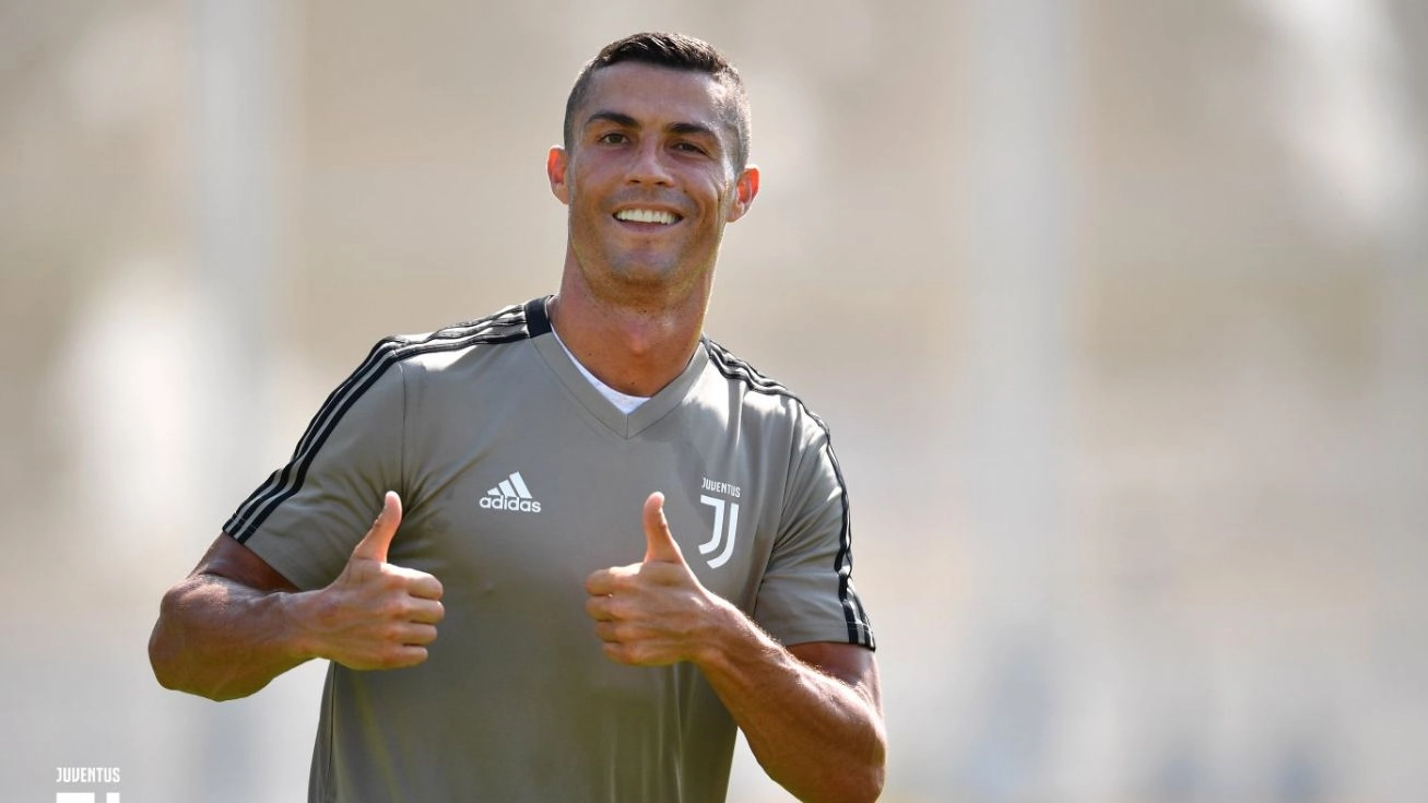 Cristiano Ronaldo, primo allenamento in bianconero (Twitter Juventus)