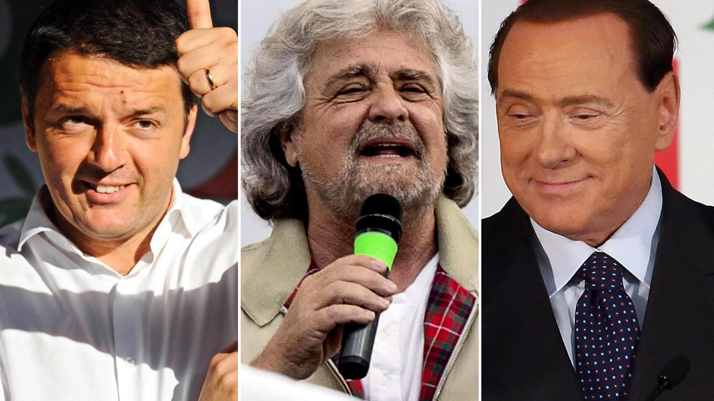 Matteo Renzi, Beppe Grillo, Silvio Berlusconi (Ansa)