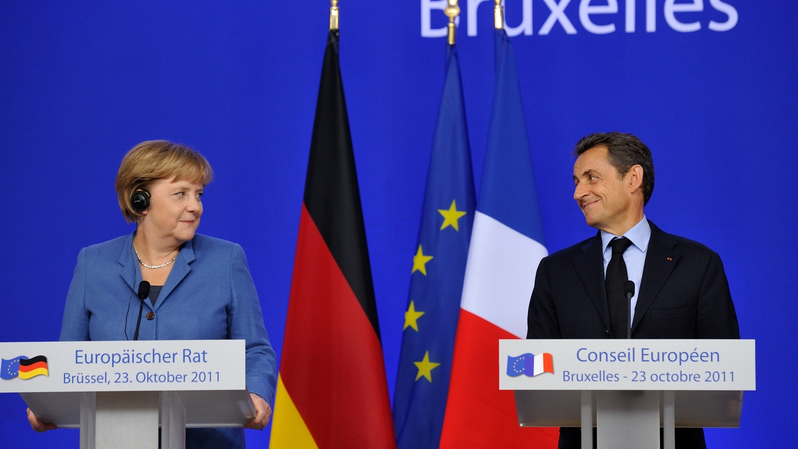 Angela Merkel e Nicolas Sarkozy 