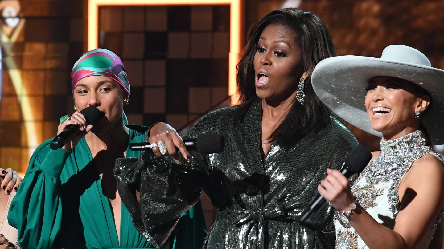 Alicia Keys, Michelle Obama e J.Lo (LaPresse)