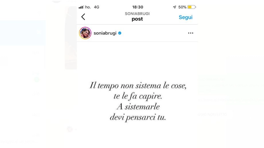 Il post su Instagram di Sonia Bruganelli