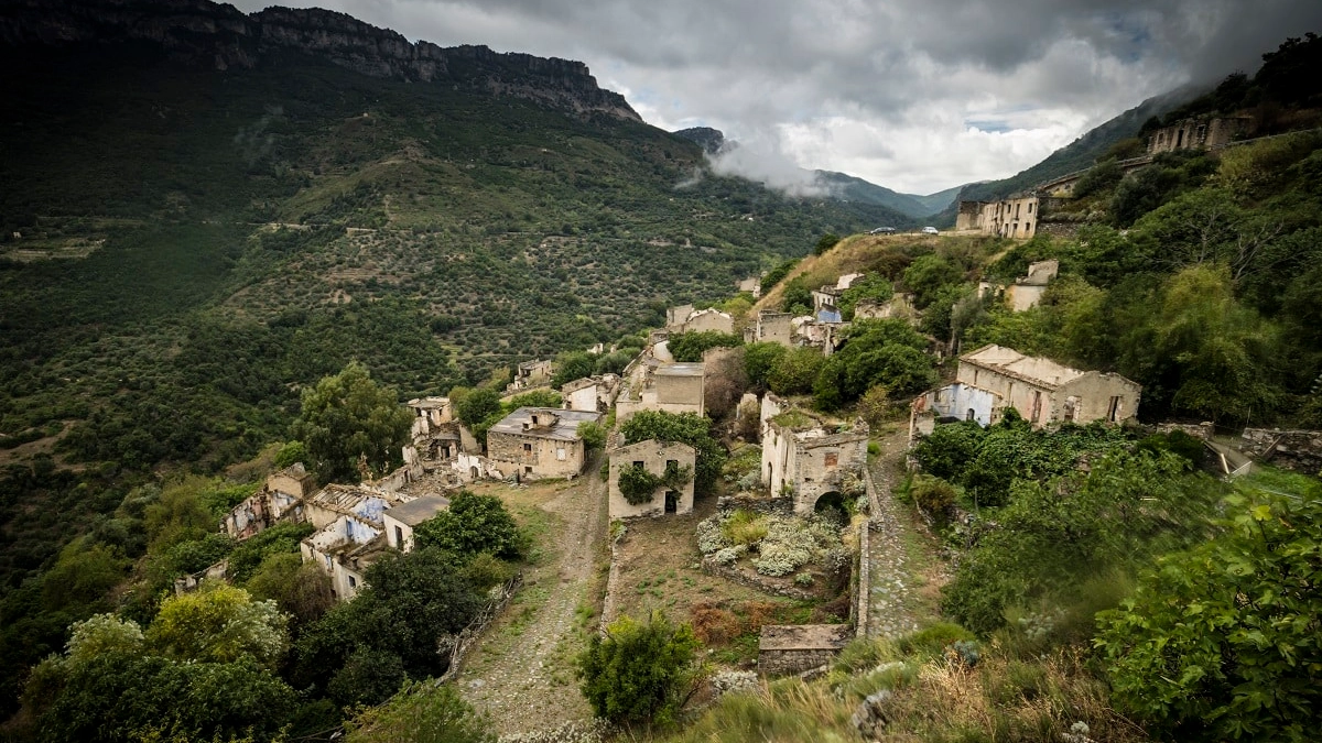 ruins of the ghost town of Gairo, central Sardinia