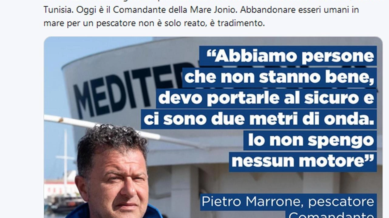 Il comandante della Mare Jonio, Pietro Marrone (Facebook/Ansa)