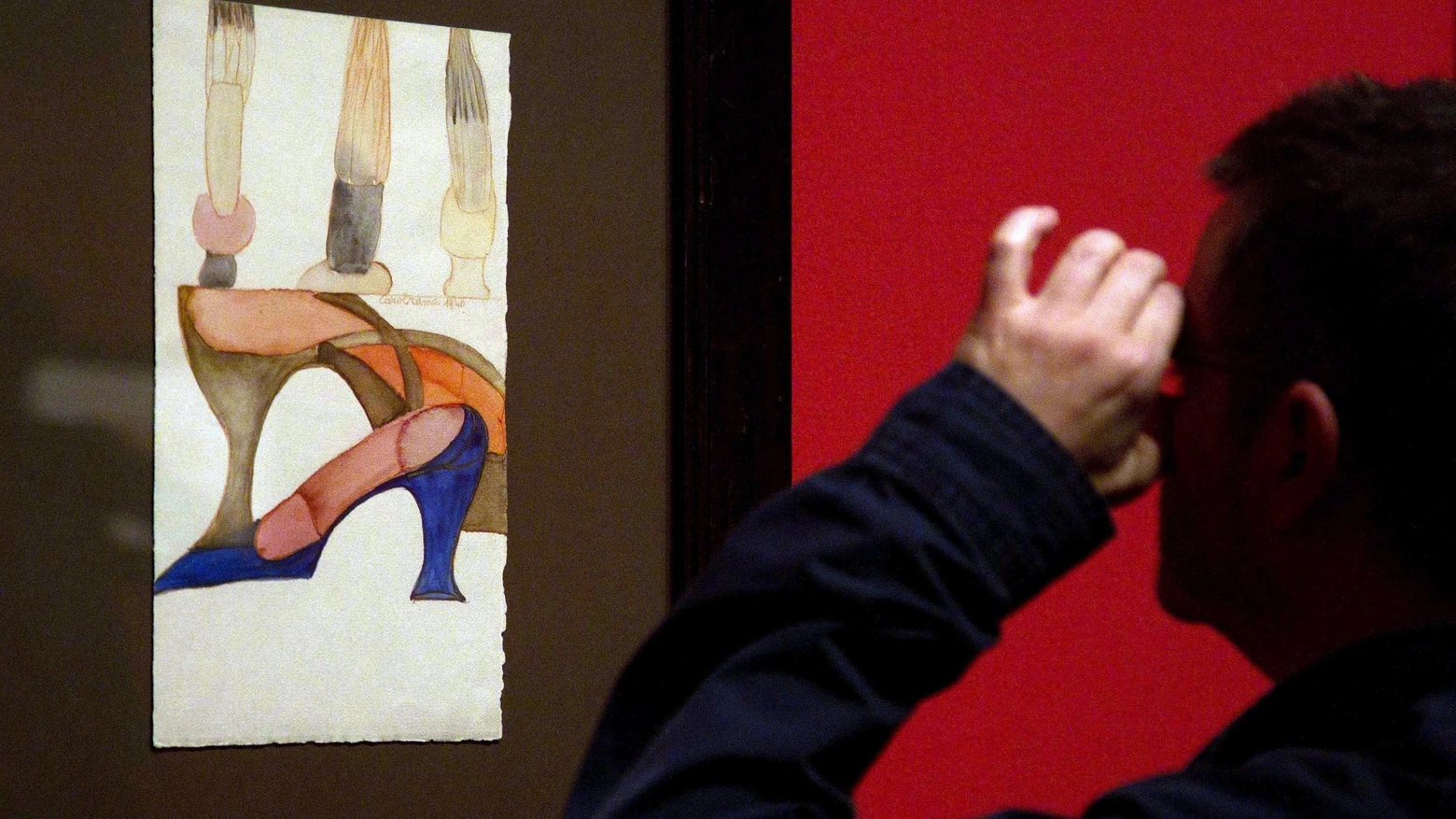 Un dipinto di Carlo Rama all'Art Museum di Barcellona (Ansa) 