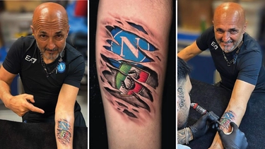 Spalletti, il tatuaggio con lo scudetto del Napoli sulla pelle