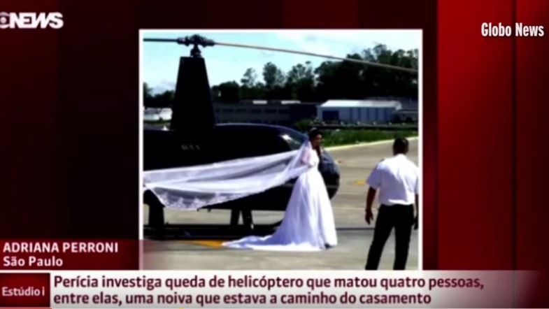 La notizia nei tg locali: la sposa posa con l'elicottero fatale