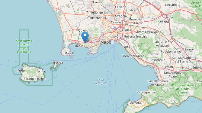 Napoli, l'epicentro del terremoto di magnitudo 3.8 (sito Ingv)
