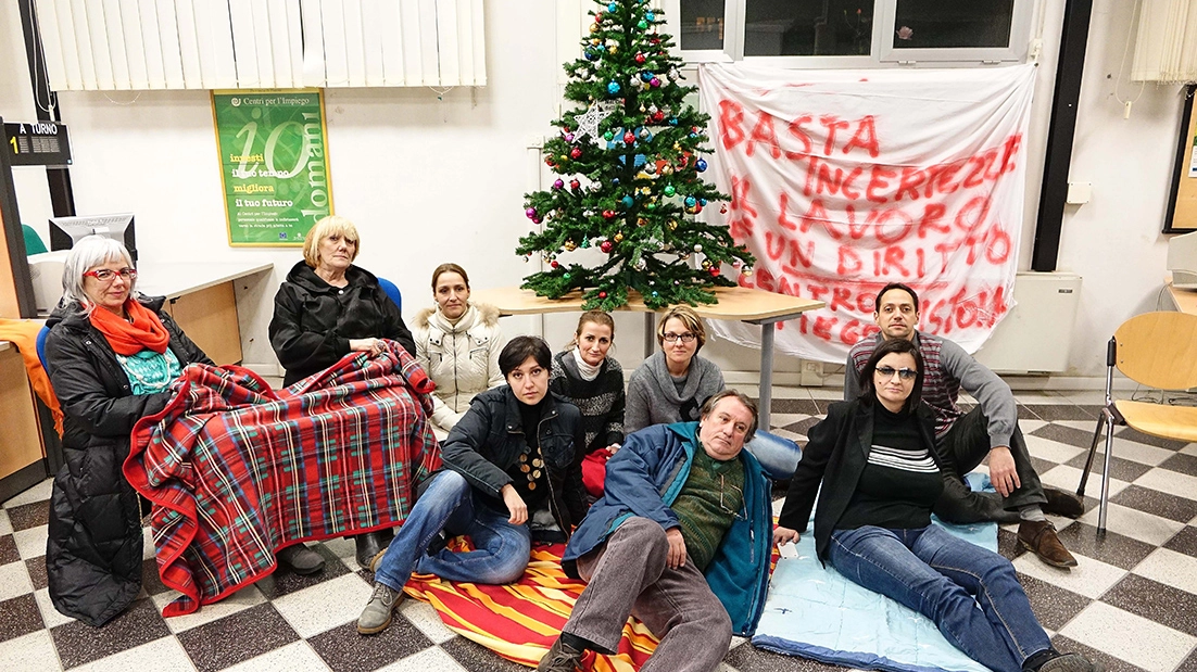 Protesta occupazione dei dipendenti del centro per l'impiego (Acerboni/FotoCastellani)