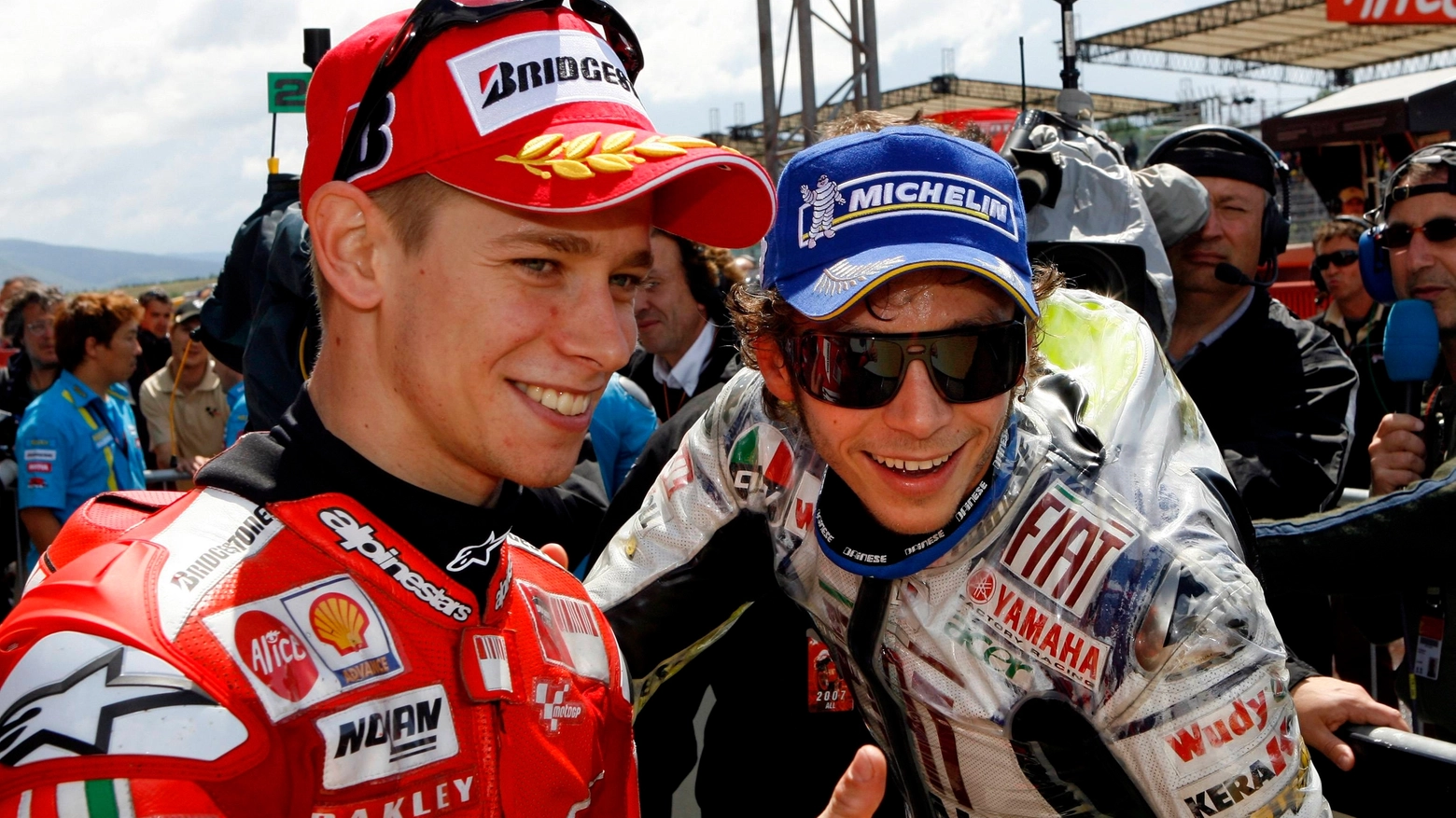 Stoner e Valentino Rossi al Mugello nel 2007 (Reuters)