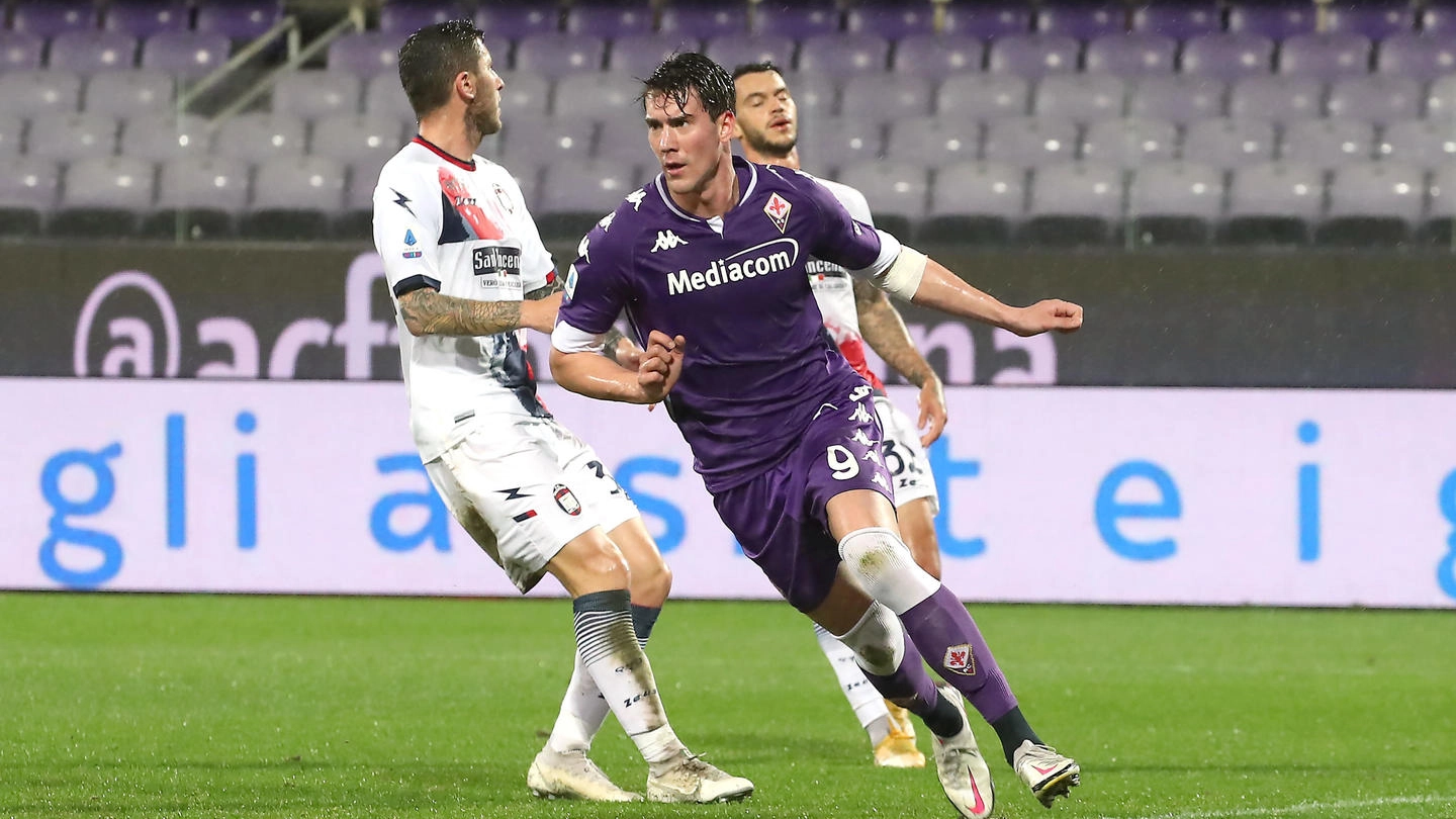 Dusan Vlahovic, autore del gol del raddoppio della Fiorentina contro il Crotone (Ansa)