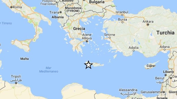 Terremoto a Creta, epicentro a sud di Gozzo (Grafica Ingv)