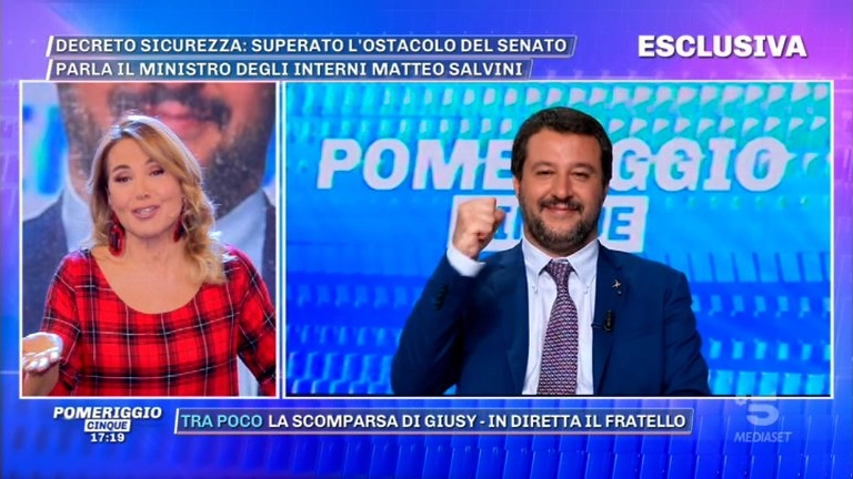 Barbara D'Urso e Matteo Salvini (Dire)