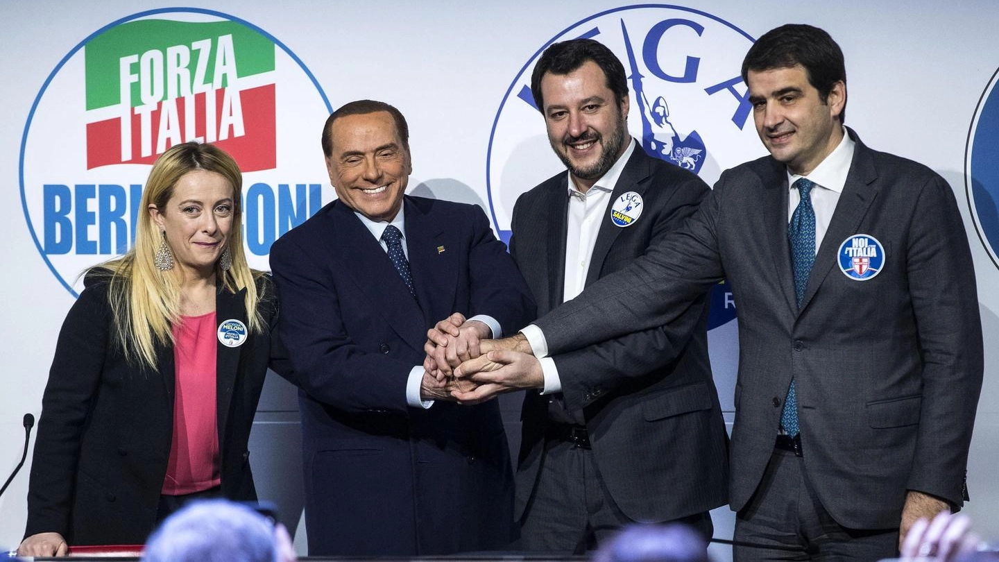 Meloni, Berlusconi, Salvini, Fitto (Ansa)