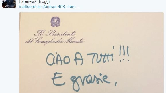 L'autografo-addio di Renzi