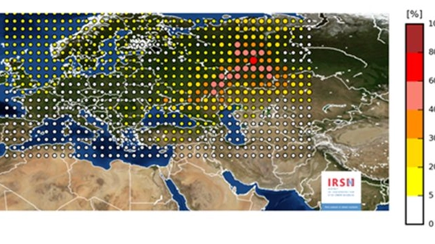 Nuvola radioattiva, la mappa dell'Irsn (foto dal sito)