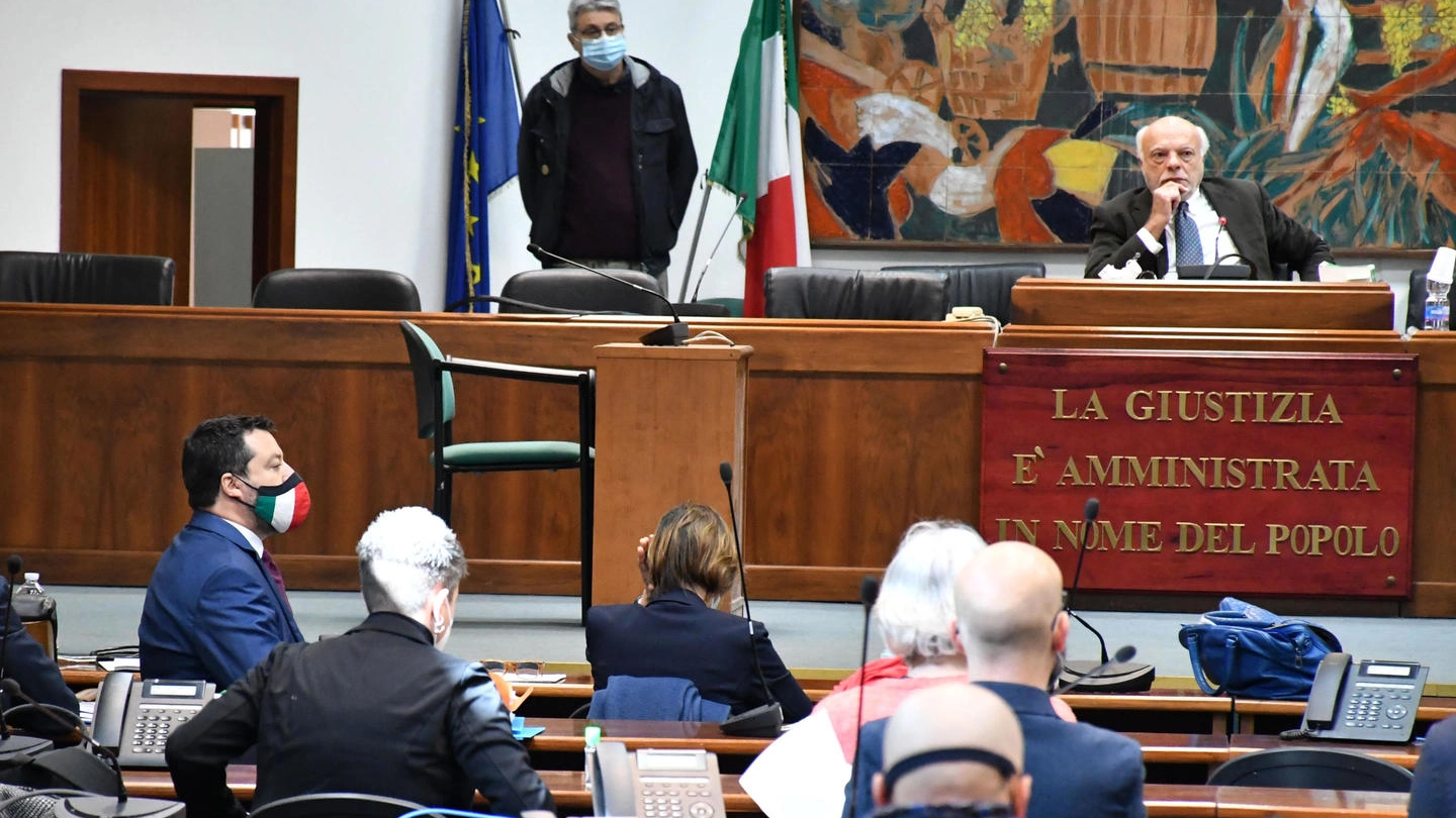 Matteo Salvini in aula a Catania (Ansa)