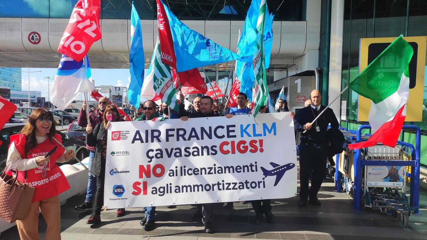 La protesta dei lavoratori Air France Klm