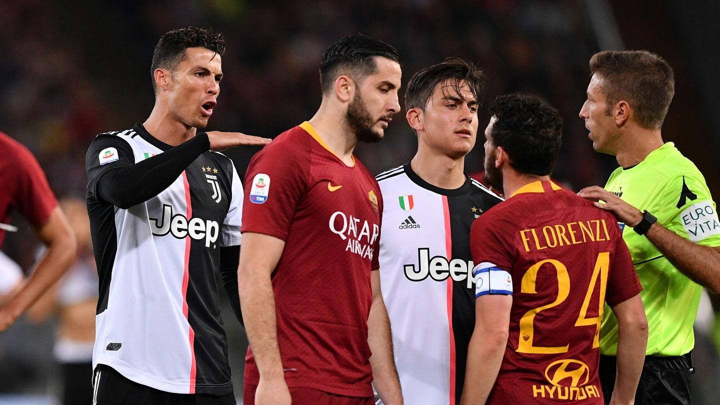 Roma-Juventus, Ronaldo e Florenzi (Lapresse)