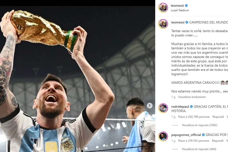 La foto su Instagram di Messi