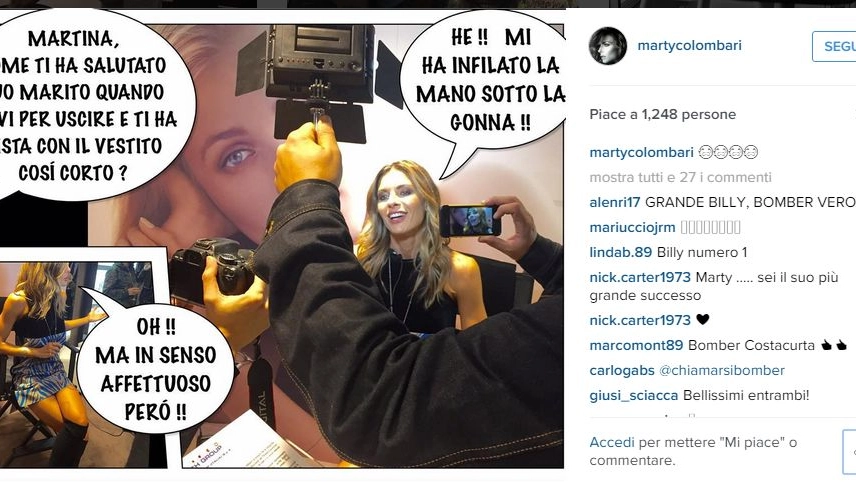 Martina Colombari scherza su Instagram (da martycolombari) 